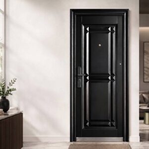 Modern Geometric Black Security Steel Door
