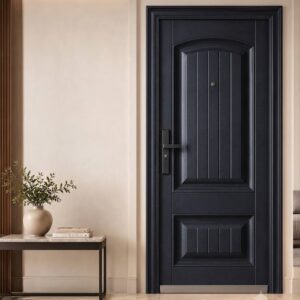 Arched Plank Panel Navy Security Steel Door