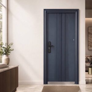 Fluted Panel Navy Blue Security Steel Door