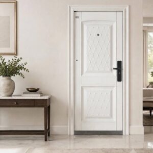 Classic Tufted Diamond White Security Steel Door