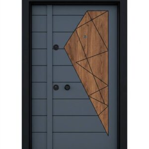 Turkish Walnut Vertical Stripe Security Door