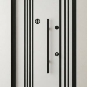Turkish White and Black Vertical Line Security Door