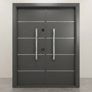 Turkish Graphite Horizontal Inlay Double Security Door