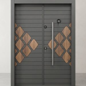 Turkish Graphite Diamond Cluster Double Security Door