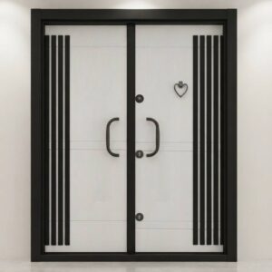 Turkish White and Black Stripe Double Security Door