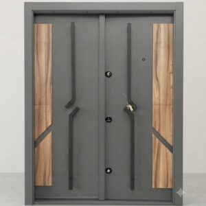 Turkish Mirrored Lightning-Bar Double Security Door