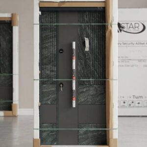 Turkish Marble-Effect Graphite Security Door